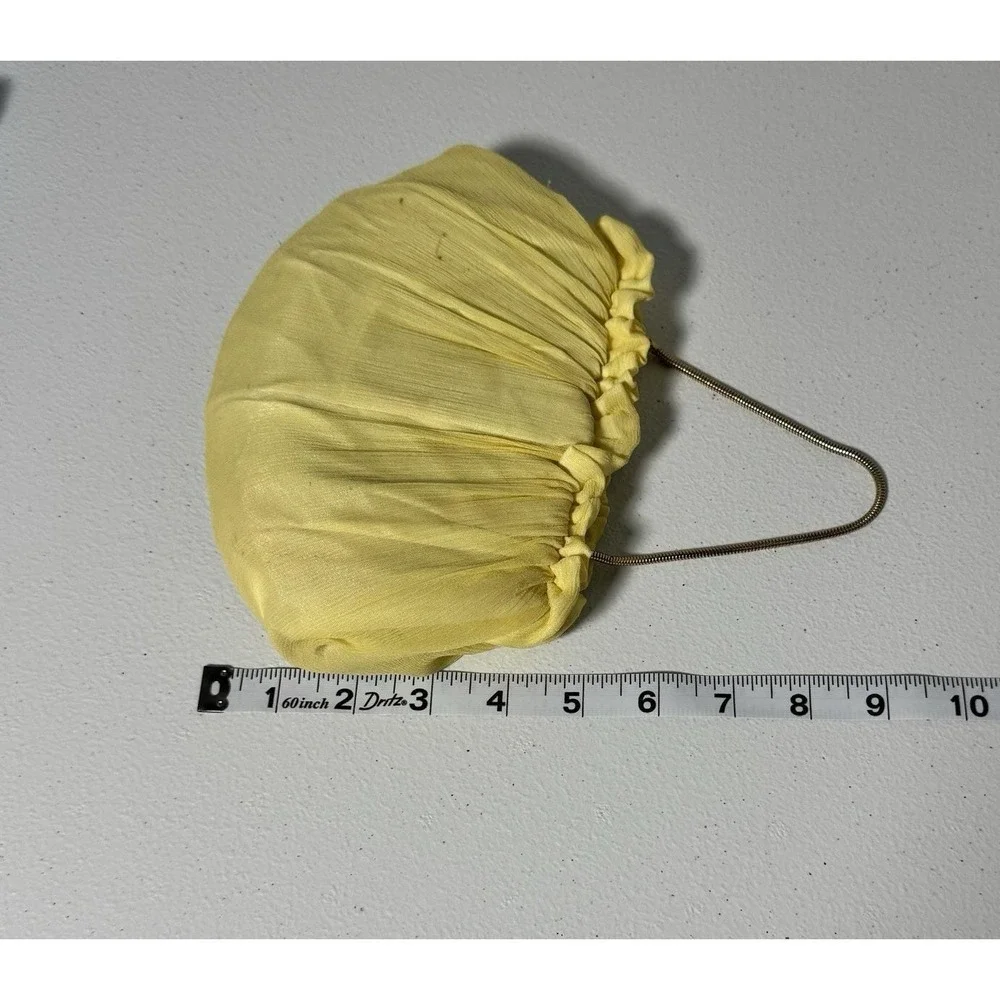 Vintage Yellow Chiffon Evening Bag HL USA Satin Lined Convertible Clutch Purse‎
